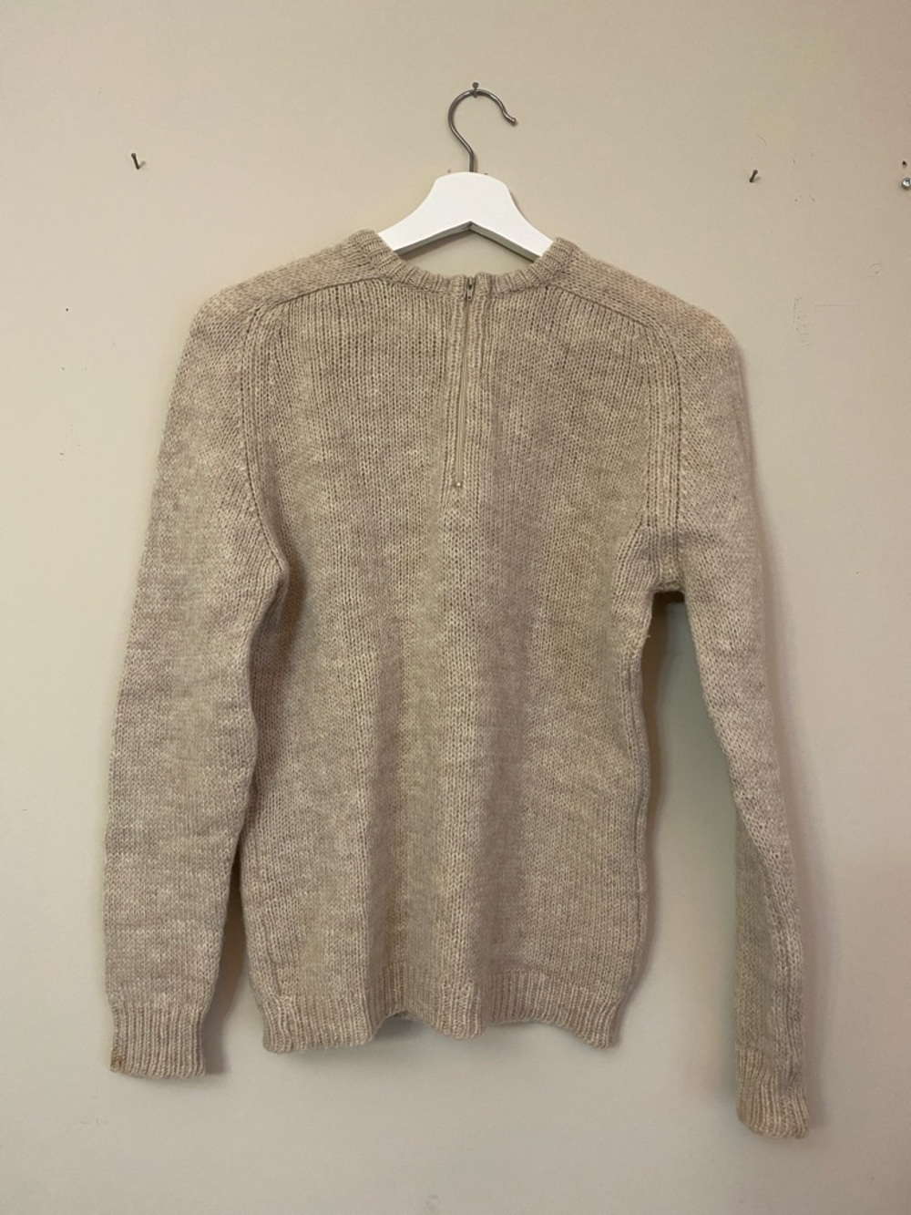 Pandora Beige Zip-Up Knit Sweater